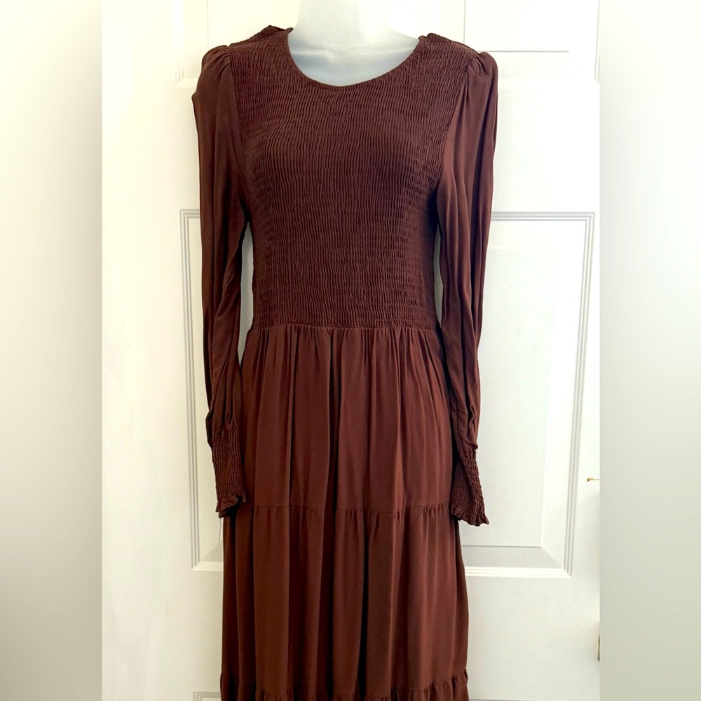 Brown Long Sleeve Dress